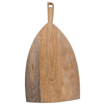 Modern Wood Charcuterie or Cutting Board with Handle, Natural