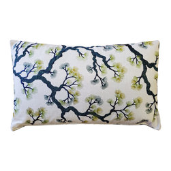 Pillow Decor - Bonsai Pine Teal Green Throw Pillow 12x19, with Polyfill Insert - Decorative Pillows