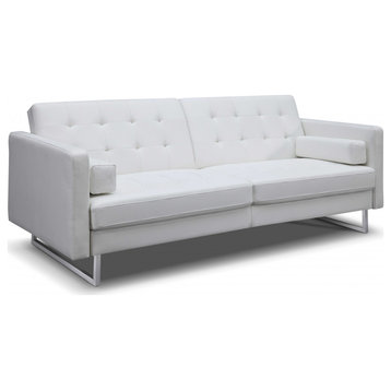 HomeRoots 80" X 45" X 13" White Stainless Steel Sofa Bed