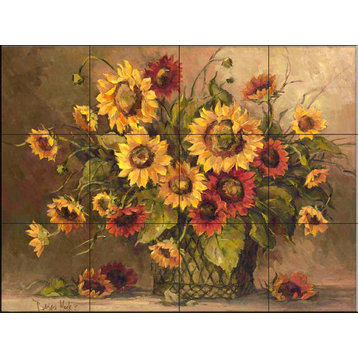 Tile Mural, Sunflower Bouquet by Barbara Mock
