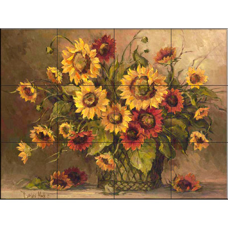 Tile Mural, Sunflower Bouquet by Barbara Mock