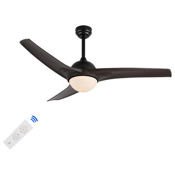 Sully 52" App/Remote 6-Speed LED Ceiling Fan, Dark Brown Wood/White