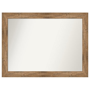 Owl Brown Non-Beveled Wood Bathroom Mirror 43.5x32.5"