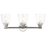 Livex Lighting - Catania 3-Light Polished Chrome Vanity Sconce - The clean and simple Catania vanity sconce features a polished chrome finish with hand blown clear glass. This sleek design will brighten up any bathroom.