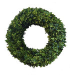 Mills Floral Company - Boxwood Country Manor Round Wreath 20" - Bring home this vibrant Round Boxwood Wreath to add a natural garden-like feel to your decor. This wreath has been handmade using real boxwood of the finest quality that has been preserved to maintain a lush green color, natural textural, and thick finishing.