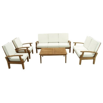 Traditional Brown Teak Wood Outdoor Seating Set Set 77842