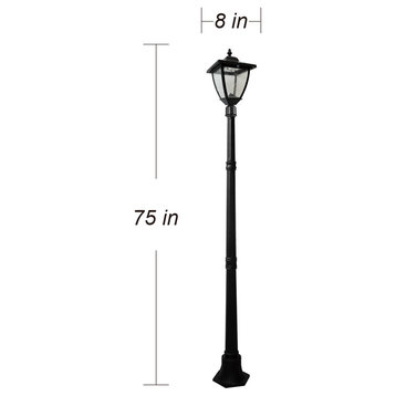 72" Bayport Solar Lamp Post With Natural White LEDs