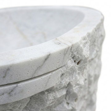 Carrara White Marble Sculptural Sink - Texture Detail