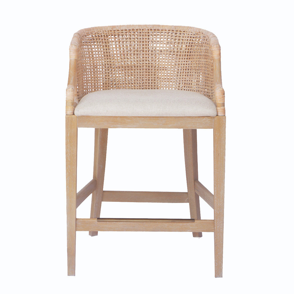 Martha Stewart Playa Handcrafted Rattan Counter Stool 25" H Tropical