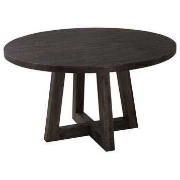 Carpintero Modern Contemporary Acacia Round Table with Chairs