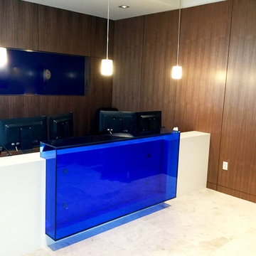 Custom Blue Glass Box in Office