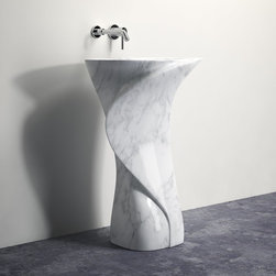LUSSO STONE CANOVA CARRARA FLOOR STANDING MARBLE BASIN 700 - Products