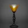 Elegante Mini Table Lamp In Dark Granite, 7" Gold Champagne Crystal Glass