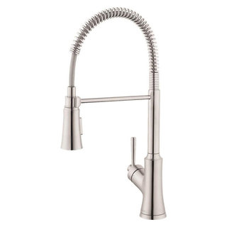 Modern Stainless Steel Kitchen Faucet with Pull-Down Sprayer and Swivel ...