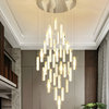 Stainless steel crystal lamp. Luxury led chandelier for staircase, living room, 17 Lights