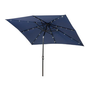 Deluxe Solar Powered Led Lighted Patio Umbrella 9 Peacock Blue Contemporary Outdoor Umbrellas By Trademark Innovations