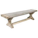 ELK Home - Pirate Dining Bench In Concrete And Wood With Waxed Atlantic Finish - Pirate Dining Bench In Concrete And Wood With Waxed Atlantic Finish