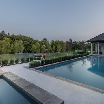 Luxury Landscape and Hardscape Design | Poolside Pavilion, Sports Court & Custom