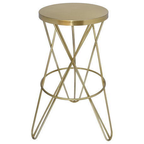 Mercury Iron / Powder Coated Stool, Brushed Gold/Gold, Bar Height