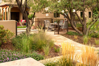 This is an example of an eclectic landscaping in Albuquerque.
