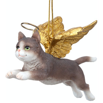 Angel Cat Ornament-Grey Tabby
