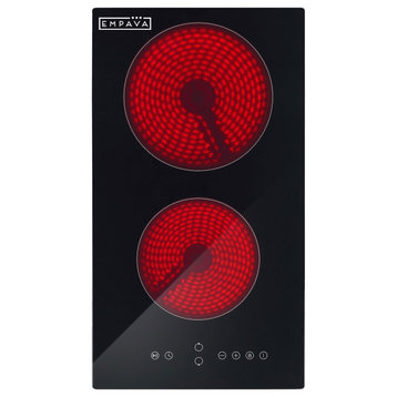Built-in 12" 2 Elements Smooth Surface, Radiant Black Electric Cooktop