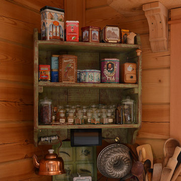 Kitchen and Bookshelf