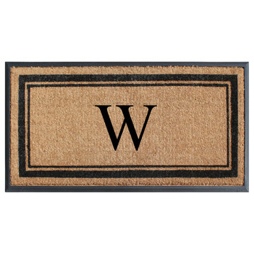 A1HC Picture Frame Natural Rubber and Coir Large Monogrammed Doormat 24"x48", W