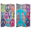 6' Tall Double Sided Multi-Color Peace and Love Room Divider