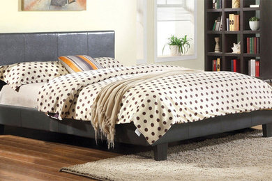 Modern Grey Wood Leatherette Bed Florida