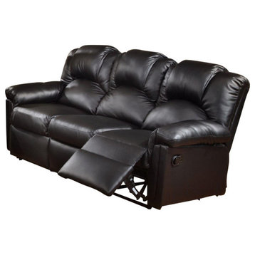Highly Plush Hardwood, Metal & Bonded Leather Recliner Sofa, Black