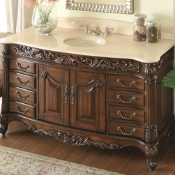 Adelina 60 inch Antique Bathroom Vanity Beveled Edges Marble Top - Bathroom Vanities And Sink Consoles
