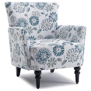 Armchair Modern Accent Sofa for living room bedroom Studio, White Blue