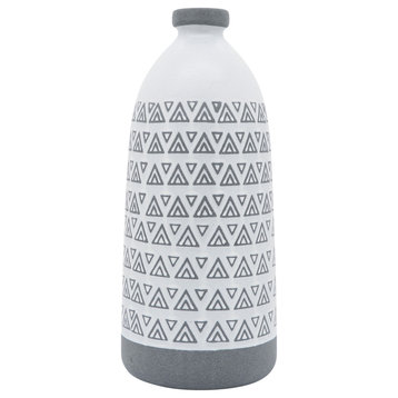Ceramic 18"H Aztec Vase, Gray
