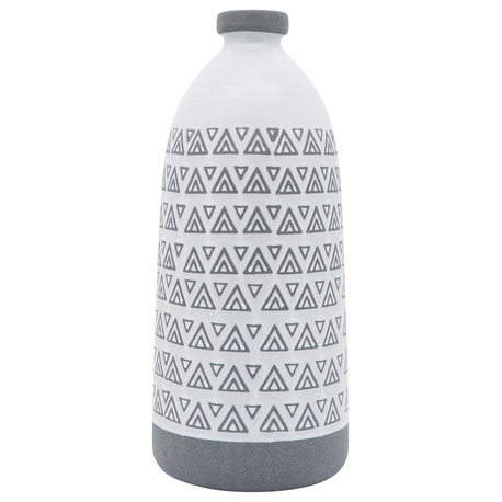 Ceramic 18"H Aztec Vase, Gray