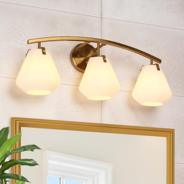 LNC Modern Contemporary 3-Light Gold Bathroom Vanity Light
