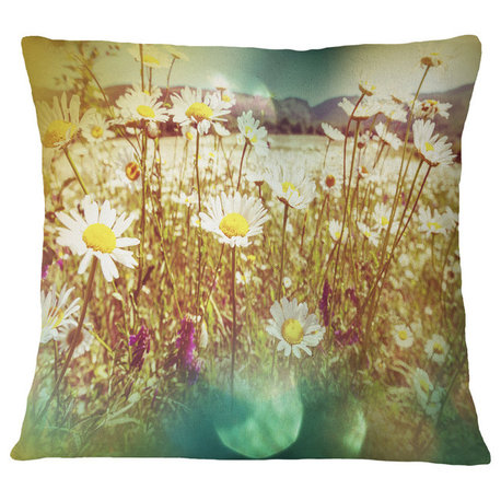 Beautiful Blossom Chamomile Flowers Floral Throw Pillow, 18"x18"