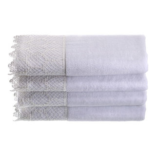 Lavish Home Rio 8 Piece 100% Cotton Towel Set - White & Silver