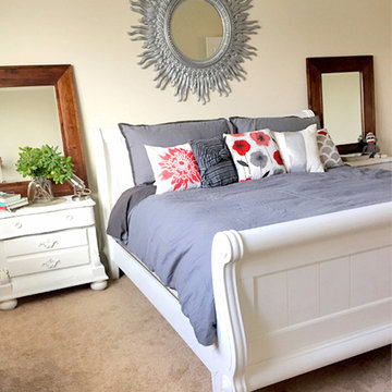 Inexpensive Bedroom Makeover With Painted Pillows
