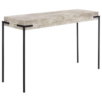 Modern Console Table, Metal Frame and Faux Concrete Top, Unique Industrial Flair