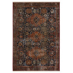 Jaipur Living - Vibe by Jaipur Living Razia Medallion Area Rug, Navy/Orange, 5'x8' - Inspired by the vintage perfection of sun-bathed Turkish designs, the Zefira collection showcases detailed traditional motifs that have been updated with on-trend, saturated colorways. The Razia rug boasts a distressed traditional pattern in tones of black, navy, gold, orange, and gray. This power-loomed rug features cotton fringe detailing, a natural result of weft yarns, that echoes hand-knotted construction and adds brilliant texture to the plush, durable polypropylene pile.