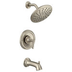 Moen - Moen Brantford Brushed Nickel Posi-Temp(R Tub/Shower T2253EPBN - With intricate architectural features that transcend time, Brantford faucets and accessories give any bath a polished, traditional look. Classic lever handles, a tapered spout and globe finial give this collection universal appeal.