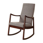 Gray Fabric Hardwood Rocking Chair Seating Upholstered Attached Cushioned