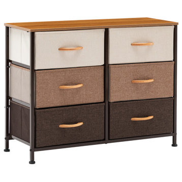 6 Fabric Drawers Steel Frame Double Dresser, Mixed Color
