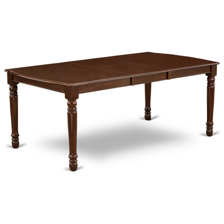 7-Piece 60/78" Table and 6 Chair With Mahogany Leg and Pu Leather Firebrick Red