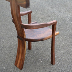 Curvy Backed Walnut Arm Chair - Dining Chairs