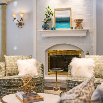 Inviting Swivel chairs flanking the Fireplace