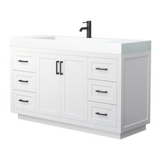 Miranda 60" White SGL Vanity, 4" Thick Int. Sink Top Black Trim