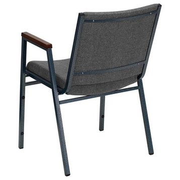 Bowery Hill Fabric/Steel Multipurpose Stacking Arm Guest Chair in Gray