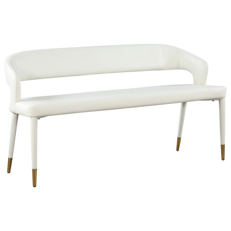 Destiny Upholstered Bench, White, Vegan Leather